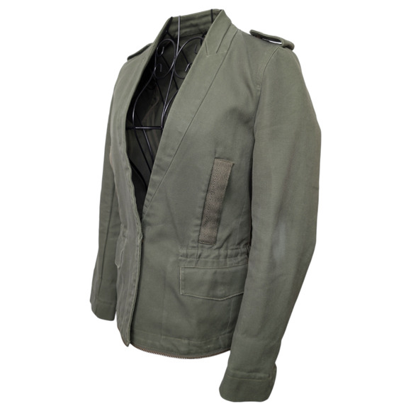 Zadig & Voltaire Vedam Kaki Green Skull Back Structured Cotton Utility Jacket XS - Picture 8 of 12